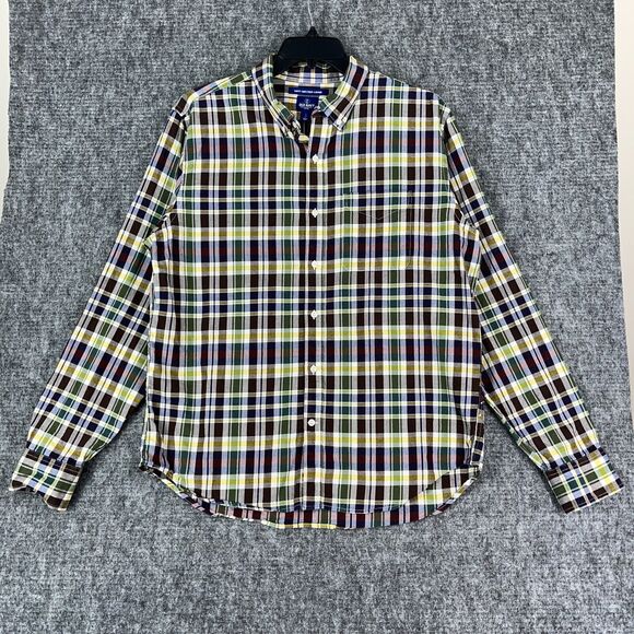 Old Navy Shirt Mens Extra Large Slim Fit Woven Oxford Regular Plaid Button-Front - Picture 1 of 12